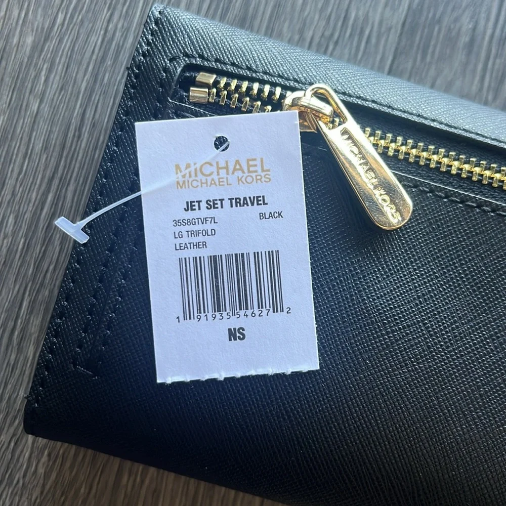 NWT Michael Kors | Jet Set Trifold Wallet | Black